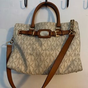 White and Brown Michael Kors Purse